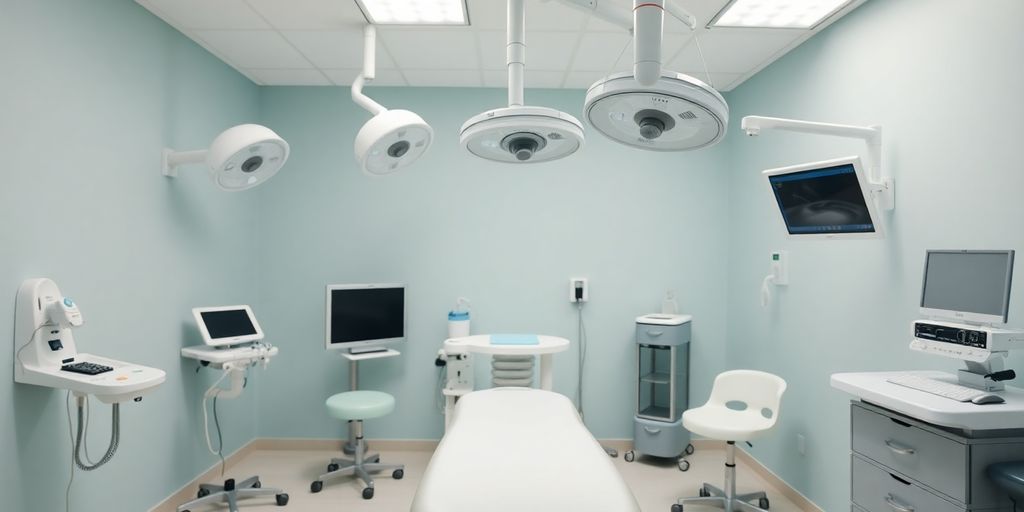 Sala de cirurgia íntima feminina moderna e confortável.
