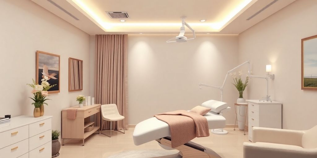 Ambiente de clínica íntima e confortável.